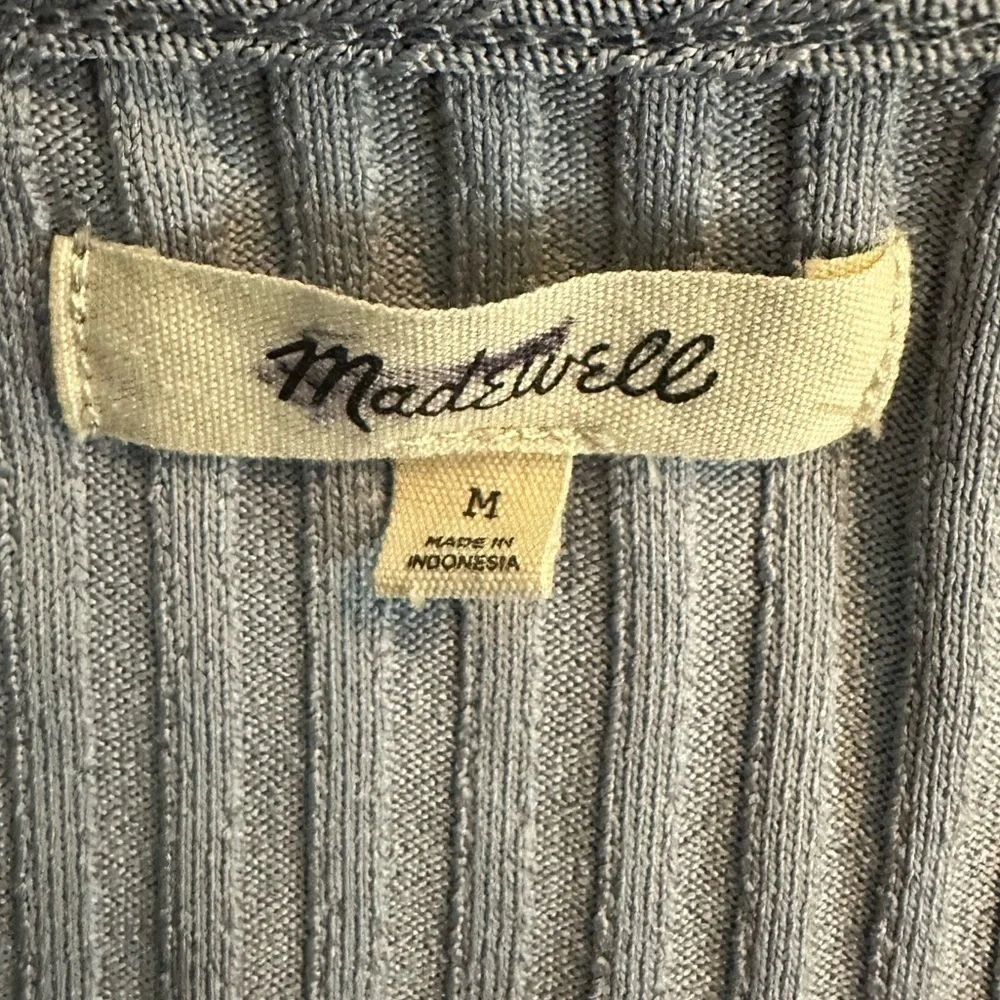 Madewell Craft Blue Ribbed Square Neck Long Sleeve Tee Medium